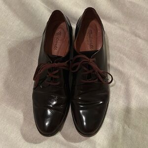 Madewell Oxford Shoes 11 Burgundy Patent Leather Lace Up Womens Heels